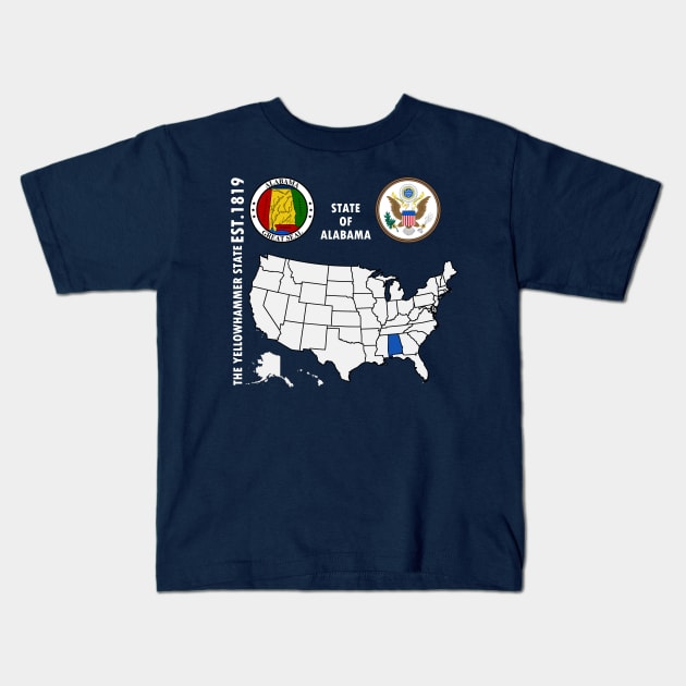 State of Alabama Kids T-Shirt by NTFGP